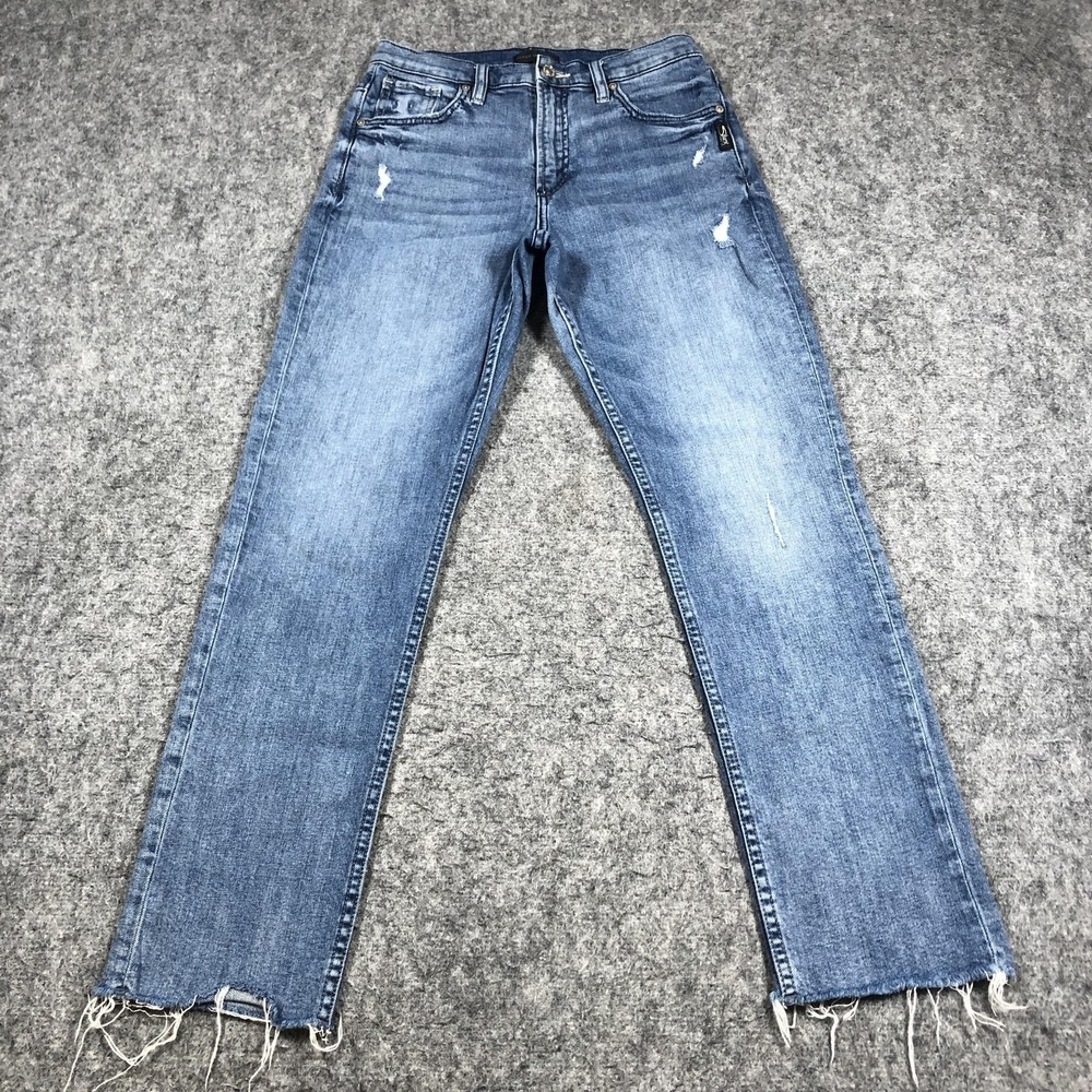 Silver Jeans Co Frisco Straight Jeans Womens 26x28 Blue Distressed Raw Hem Denim